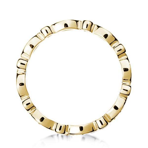 18K Gold Plated Sterling Silver Wedding Band with Round & Marquise White Sapphire