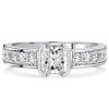 Princess Cut White Sapphire Engagement Ring in Rhodium Plated 925 Sterling Silver