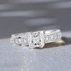 Princess Cut White Sapphire Engagement Ring in Rhodium Plated 925 Sterling Silver