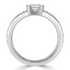 Princess Cut White Sapphire Engagement Ring in Rhodium Plated 925 Sterling Silver