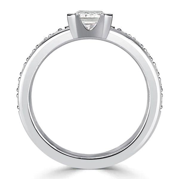 Princess Cut White Sapphire Engagement Ring in Rhodium Plated 925 Sterling Silver