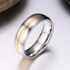 Two-Tone Titanium Steel Wedding Band for Men - Yellow & Silver