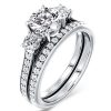 Sapphire Wedding Ring Set - 925 Sterling Silver, 2.36 CT. TW.