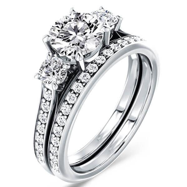 Sapphire Wedding Ring Set - 925 Sterling Silver, 2.36 CT. TW.