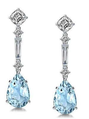 Pear Cut Aquamarine Drop Earrings in Sterling Silver