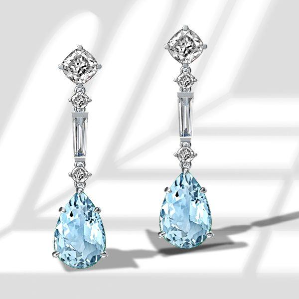Pear Cut Aquamarine Drop Earrings in Sterling Silver