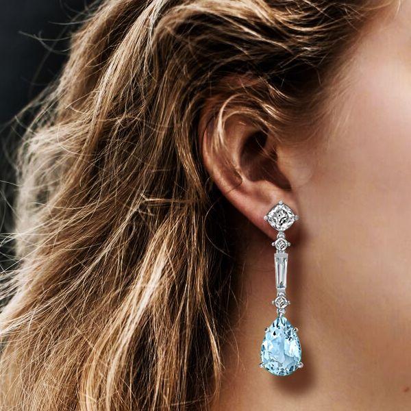 Pear Cut Aquamarine Drop Earrings in Sterling Silver