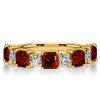 18K Gold Plated Sterling Silver Princess Cut Garnet Half Eternity Band Ring (2.19 CTW)