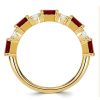 18K Gold Plated Sterling Silver Princess Cut Garnet Half Eternity Band Ring (2.19 CTW)