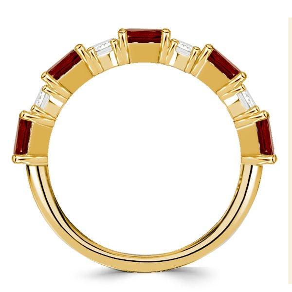 18K Gold Plated Sterling Silver Princess Cut Garnet Half Eternity Band Ring (2.19 CTW)