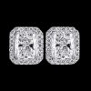 Halo Radiant White Sapphire Stud Earrings in Silver Plated Setting