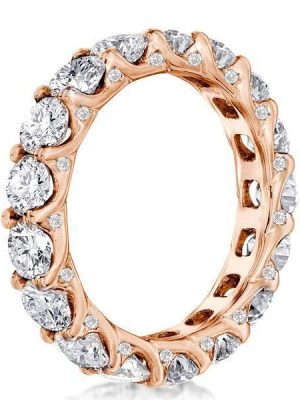 Rose Gold & White Sapphire Wedding Band - 18K Rose Gold Plated Sterling Silver