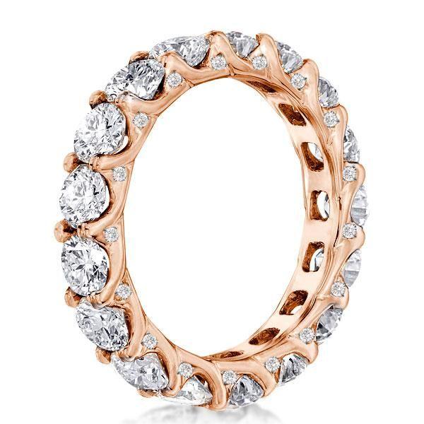 Rose Gold & White Sapphire Wedding Band - 18K Rose Gold Plated Sterling Silver
