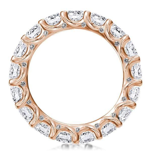 Rose Gold & White Sapphire Wedding Band - 18K Rose Gold Plated Sterling Silver