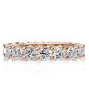 Rose Gold & White Sapphire Wedding Band - 18K Rose Gold Plated Sterling Silver