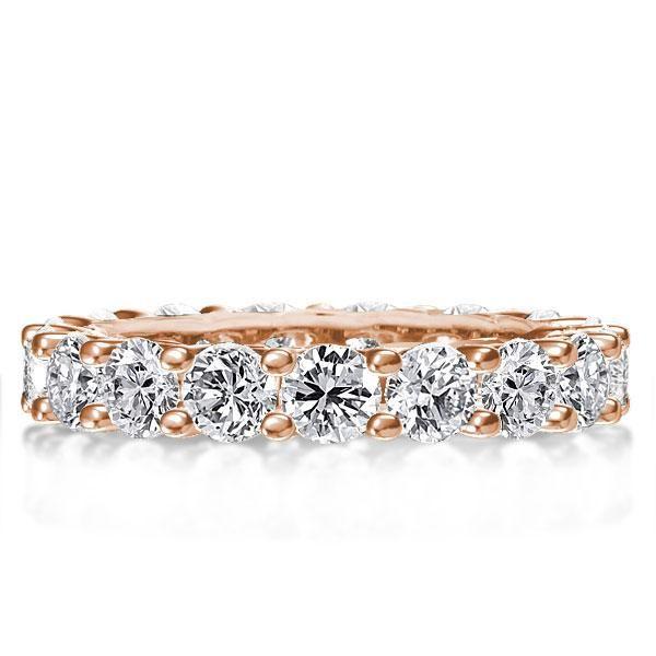 Rose Gold & White Sapphire Wedding Band - 18K Rose Gold Plated Sterling Silver