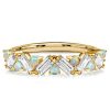 Baguette Opal Half Eternity Wedding Band - Sterling Silver