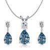 Blue Topaz Pear Earrings & Necklace Set - Sterling Silver