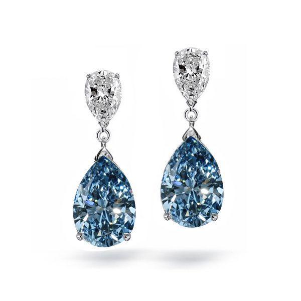Blue Topaz Pear Earrings & Necklace Set - Sterling Silver