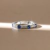 Princess Cut Blue Sapphire Wedding Band - 925 Sterling Silver