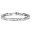 Sterling Silver Emerald Cut White Sapphire Tennis Bracelet with Bezel Setting for Women