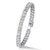 Sterling Silver Emerald Cut White Sapphire Tennis Bracelet with Bezel Setting for Women