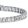 Sterling Silver Emerald Cut White Sapphire Tennis Bracelet with Bezel Setting for Women