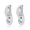 Sterling Silver Pear Cut Hoop Earrings with Flush Setting