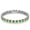 Pear Cut Peridot Tennis Bracelet in Sterling Silver - Wedding Jewelry