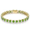 Pear Cut Peridot Tennis Bracelet in Sterling Silver - Wedding Jewelry