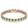 Pear Cut Peridot Tennis Bracelet in Sterling Silver - Wedding Jewelry