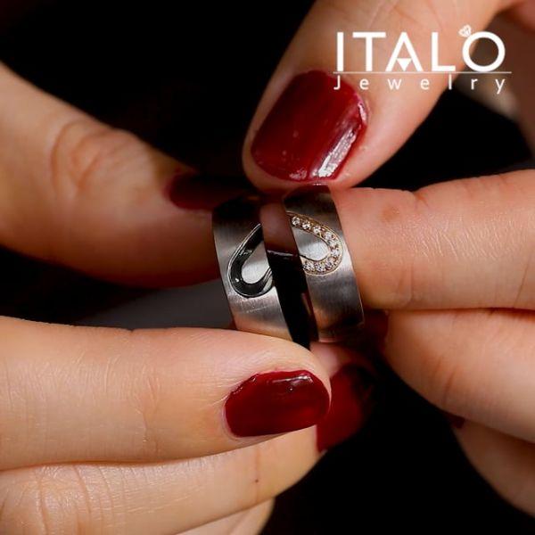 Titanium Steel Heart Design Couple Rings - Matching Wedding Bands