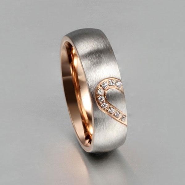 Titanium Steel Heart Design Couple Rings - Matching Wedding Bands