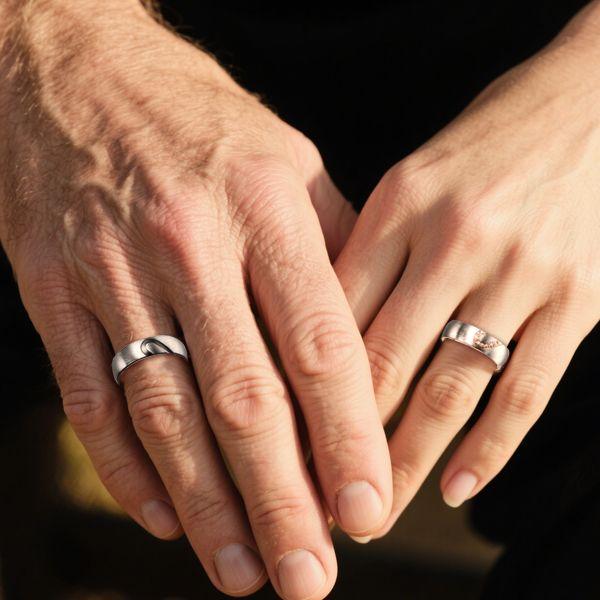 Titanium Steel Heart Design Couple Rings - Matching Wedding Bands