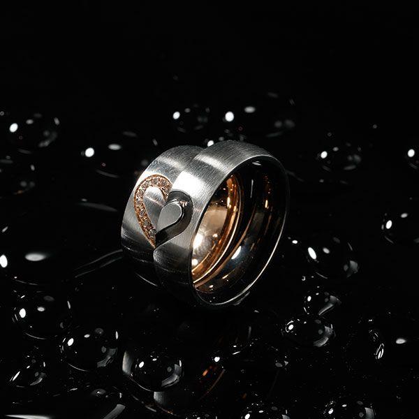 Titanium Steel Heart Design Couple Rings - Matching Wedding Bands