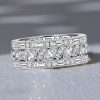 Milgrain Marquise Cut Sterling Silver Wedding Band - Vintage Eternity Ring