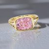 2.5 CT. Cushion Cut Pink Sapphire Ring with Golden Bezel Setting in 18k Gold Plated Sterling Silver