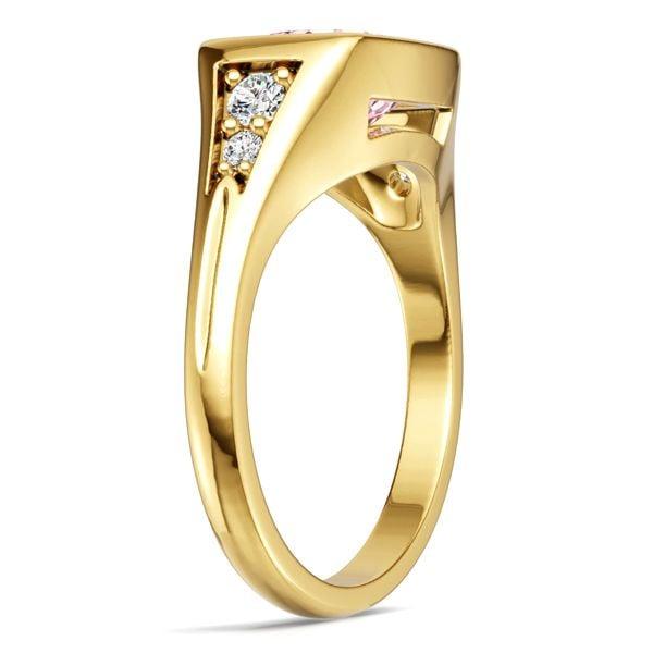 2.5 CT. Cushion Cut Pink Sapphire Ring with Golden Bezel Setting in 18k Gold Plated Sterling Silver