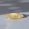 18K Gold Plated Sterling Silver Floral Eternity Wedding Band with White Sapphire for Women