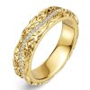 18K Gold Plated Sterling Silver Floral Eternity Wedding Band with White Sapphire for Women