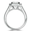 Halo Emerald Cut CZ Engagement Ring - Sterling Silver Bezel Solitaire