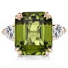 Rose Gold Emerald Cut Peridot Engagement Ring - 11.26 CT Gemstone