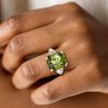 Rose Gold Emerald Cut Peridot Engagement Ring - 11.26 CT Gemstone