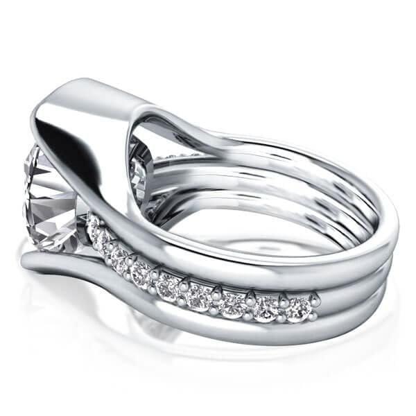 3-Piece Created White Sapphire Solitaire Engagement Wedding Ring Set in Sterling Silver