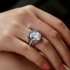 3-Piece Created White Sapphire Solitaire Engagement Wedding Ring Set in Sterling Silver