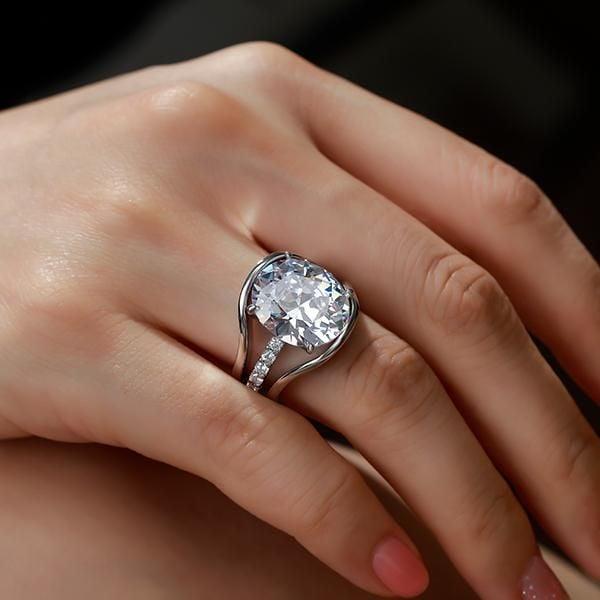 3-Piece Created White Sapphire Solitaire Engagement Wedding Ring Set in Sterling Silver