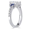 Radiant Three Stone Sterling Silver Bridal Ring Set