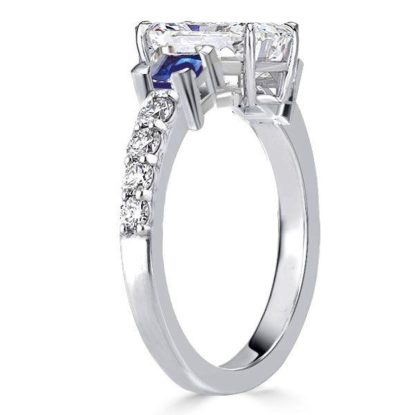 Radiant Three Stone Sterling Silver Bridal Ring Set