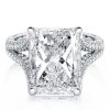 Radiant Cut Split Shank Engagement Ring - 925 Sterling Silver