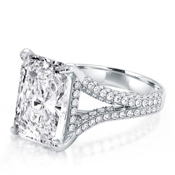 Radiant Cut Split Shank Engagement Ring - 925 Sterling Silver